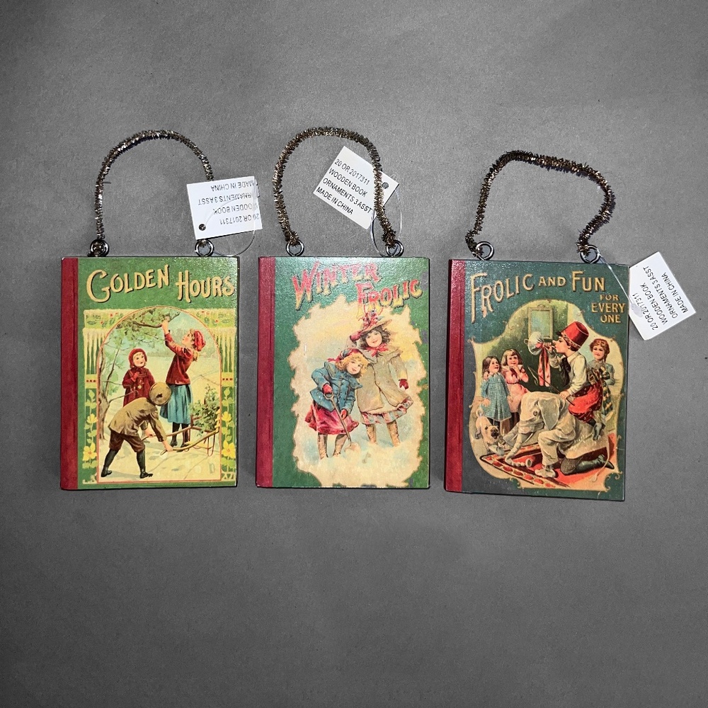 Set of 3 Victorian Book Ornaments